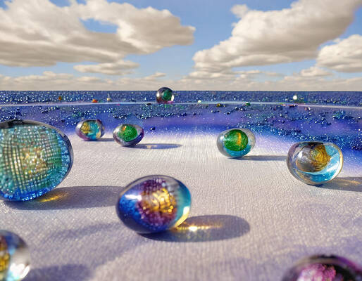 Whimsical Digital Art - Nanobot Holiday At The Beach by Eris And AI
