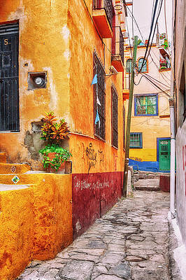 Mexico Wall Art featuring the photograph Narrow Street In Guanajuato - Paint by Tatiana Travelways
