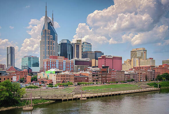 Wall Art featuring the photograph Nashville Skyline From The John Seigenthaler Pedestrian Bridge - Downtown Nashville Photograph by Duane Miller