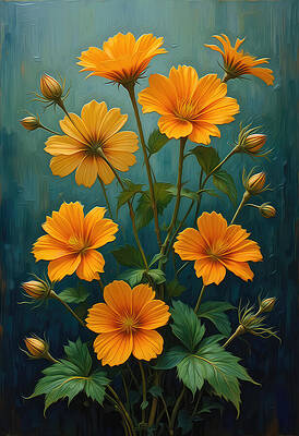 Vibrant Orange Blossoms Digital Art