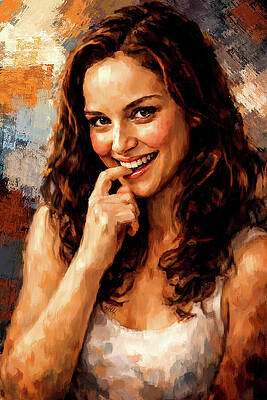 Smiling Woman with Curly Hair Digital Art