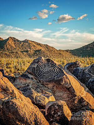 Landscape Photograph - Native American Indian Petroglyph In Saguaro National Park, Ariz by FeelingVegas Wall Art and Prints