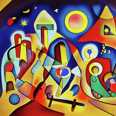 Wall Art featuring the digital art Nativity Scene Abstract Art 2 by Tatiana Travelways