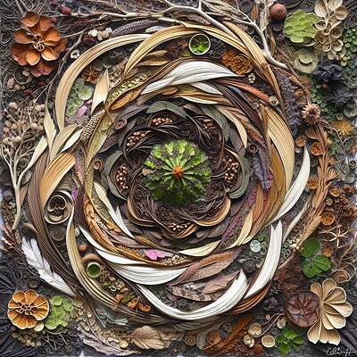 Intricate Nature Spiral Digital Art