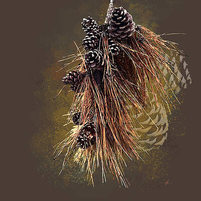 Wall Art featuring the digital art Needles And Cones by Gina Harrison