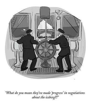 Sailor Wall Art featuring the drawing Negotiations About The Iceberg by Brooke Bourgeois