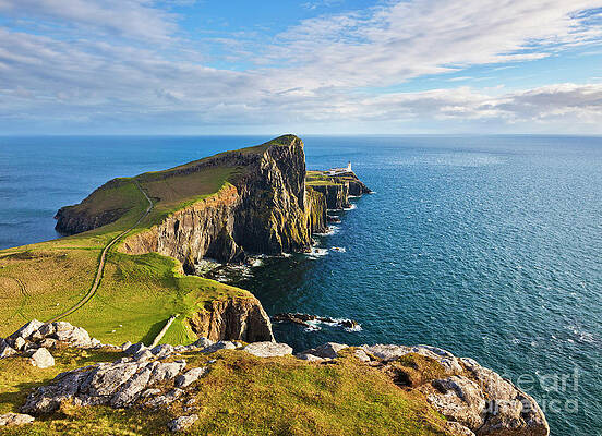 Dramatic Photograph - Neist Point And Lighthouse, Isle Of Skye, Scotland by Neale And Judith Clark