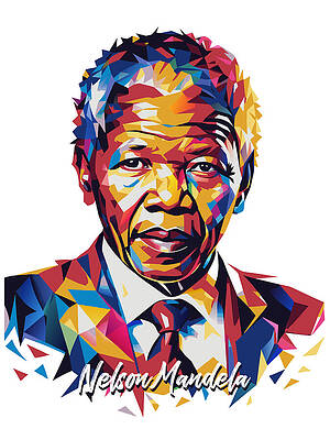 Vibrant Wall Art featuring the digital art Nelson Mandela Portrait Pop Art by Vector Artnesia