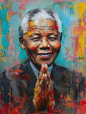 Portrait Painting - Nelson Mandela by Land of Dreams