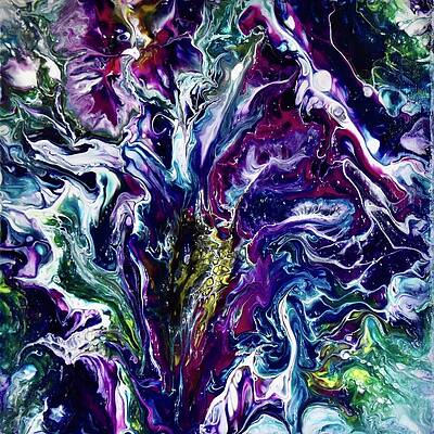 Vibrant Wall Art featuring the painting Neon Iris by Art From the Heart