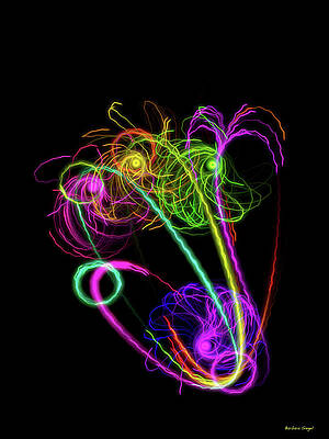 Neon Light Swirls on Black Background Wall Art