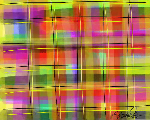 Wall Art featuring the digital art Neon Plaid by Susan Fielder