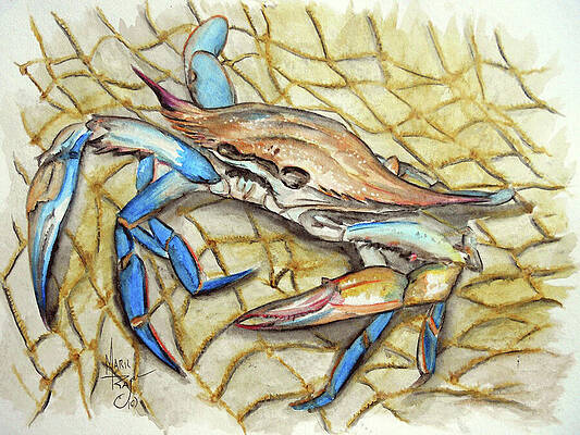 Wildlife Painting - Netted Blue Crab by Mark Ray