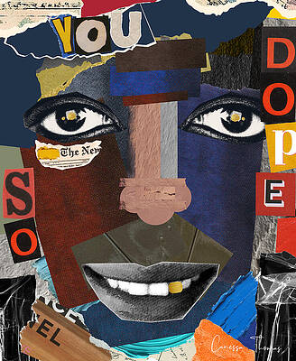 Colorful Abstract Face Collage Print