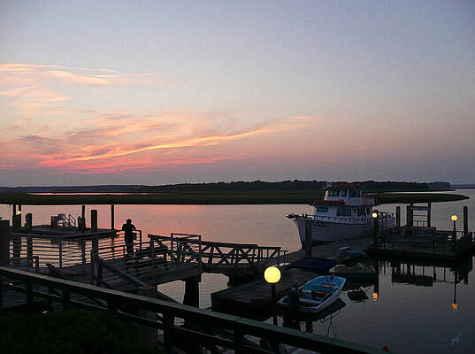 Sunset Over Quiet Marina Wall Art