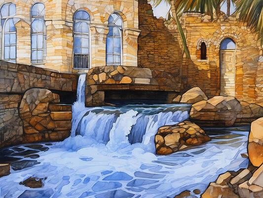 Architecture Wall Art featuring the digital art New Building Preserving Some Of The Old Mill by Eris and AI