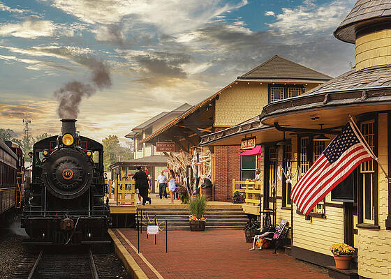 Sunrise Wall Art featuring the photograph New Hope Railroad Steam Locomotive No 40 by Jason Fink