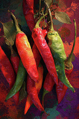 Vibrant Wall Art featuring the digital art New Mexico Chiles #2 by Ron Weathers