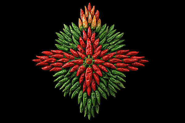 Vibrant Wall Art featuring the digital art New Mexico Chiles #3 by Ron Weathers
