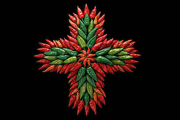 Vibrant Wall Art featuring the digital art New Mexico Chiles #5 by Ron Weathers