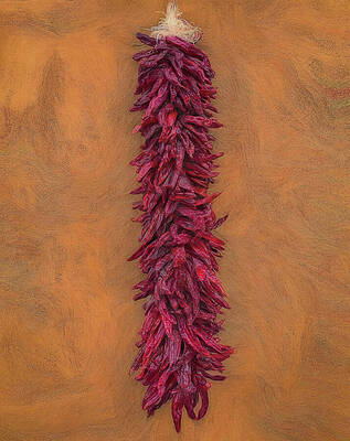 Wall Art featuring the photograph New Mexico Red Chile Ristra Abstract by Rebecca Herranen