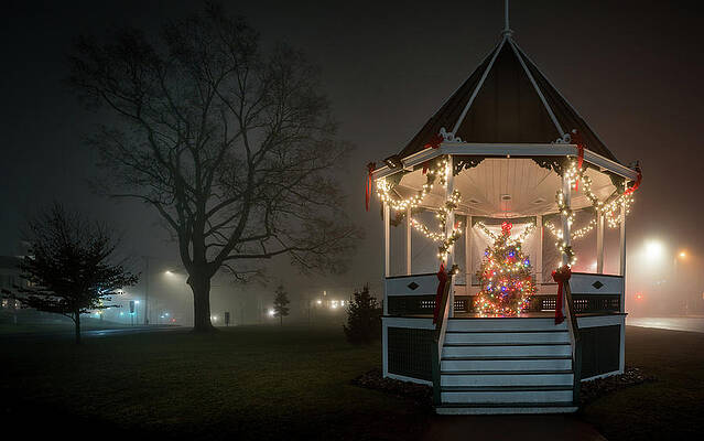 Winter Wall Art featuring the photograph New Milford Bandstand At Christmas by Dave King