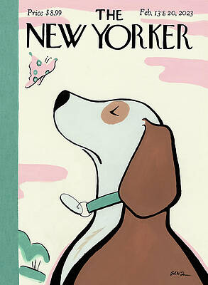 Dog with Butterfly on New Yorker Cover Wall Art