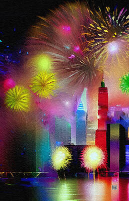 Modern Wall Art featuring the digital art New Year's Eve In Times Square New York by Rafael Salazar