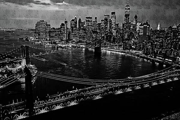 New York City Skyline at Night Digital Art