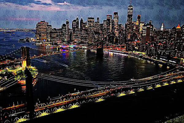 New York City Skyline at Night Digital Art