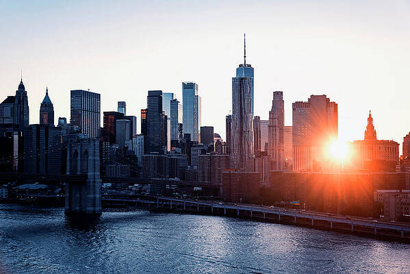 New York City Skyline at Sunset Wall Art