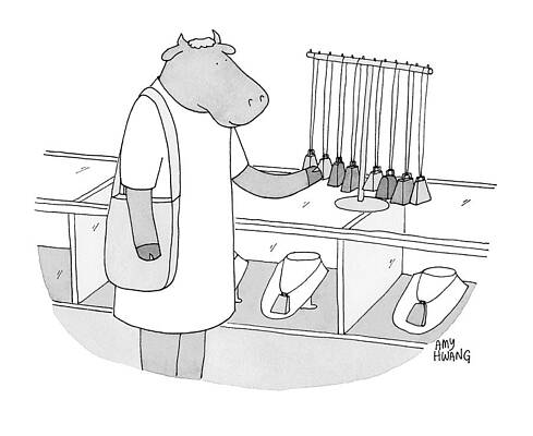 Cow Shopping for Neckties Wall Art