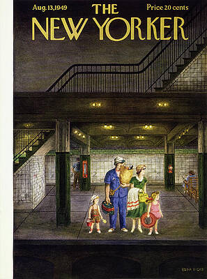 Family Painting - New Yorker August 13 1949 by Edna Eicke