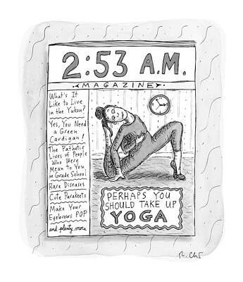 Yoga Wall Art featuring the drawing New Yorker August 23, 2021 by Roz Chast