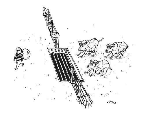 Cow Wall Art featuring the drawing New Yorker August 5, 2024 by Edward Steed