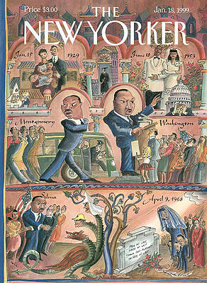 Celebrity Painting - New Yorker January 18th, 1999 by Edward Sorel