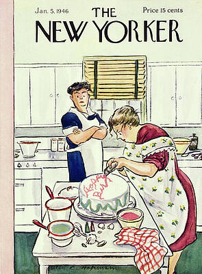 Baking Wall Art featuring the painting New Yorker January 5 1946 by Helene E Hokinson