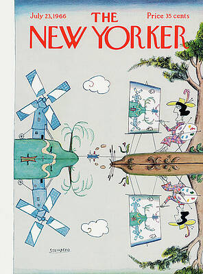 Reflection Painting - New Yorker July 23rd, 1966 by Saul Steinberg