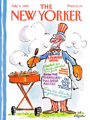 American History Wall Art featuring the painting New Yorker July 4th, 1988 by Lee Lorenz