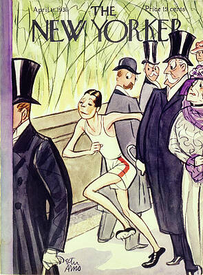 Wall Art featuring the painting New Yorker Magazine Cover Of A Jogger Among Well by Peter Arno