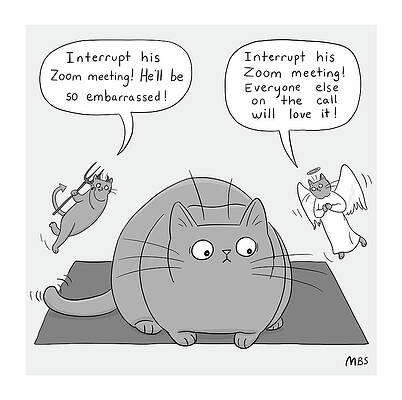 Cat's Zoom Meeting Dilemma Wall Art