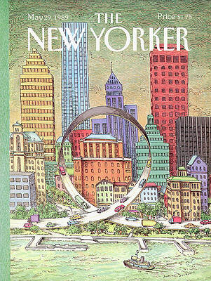 Commuters on Roller Coaster Loop in NYC Print