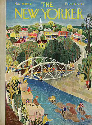 Fishing in a Quaint Village Wall Art