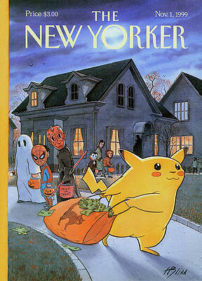 Halloween Wall Art featuring the painting New Yorker November 1st, 1999 by Harry Bliss