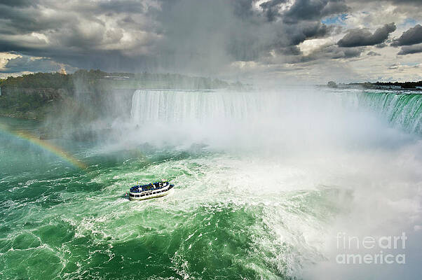 Dramatic Photograph - Niagara Falls And Maids Of The Mist Boat, Ontario, Canada by Neale And Judith Clark