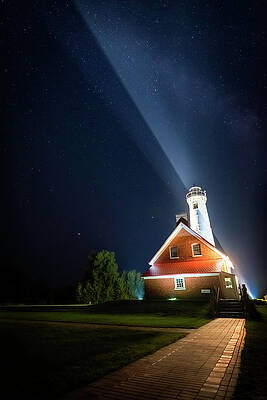 Lake Wall Art featuring the photograph Night Beacon by Owen Weber