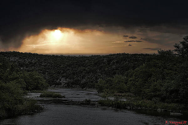 Sky Wall Art featuring the photograph Night Fall Medina River by Rene Vasquez