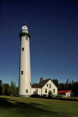 Architecture Wall Art featuring the photograph Night Falls At The New Presque Isle Lighthouse by Michael Collins
