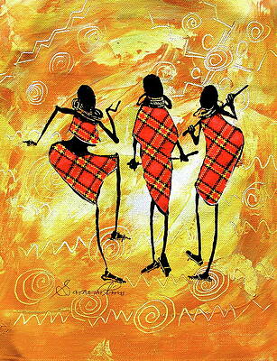 Vibrant Wall Art featuring the painting Night Festivities by Sarah Shiundu