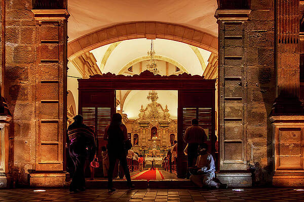 Wall Art featuring the photograph Night Mesa At The Campeche Cathedral by Tatiana Travelways